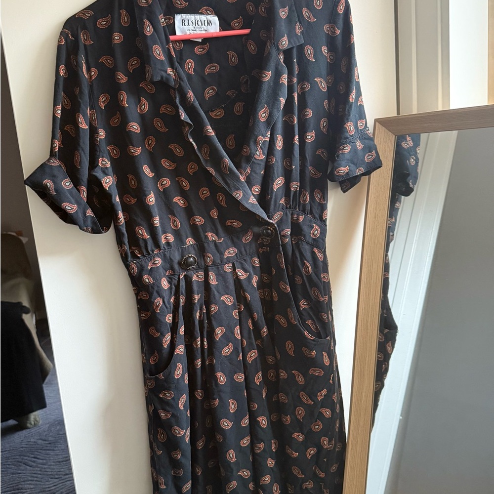 Vintage RJ Steven’s Black Paisley Print Romper